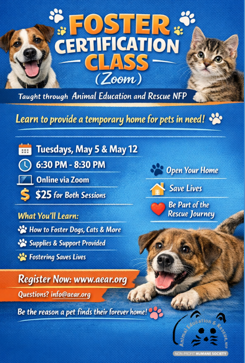 Foster Certification Class May 5th & May 12th